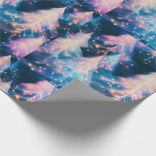 Blauwe Paarse Witte Bomen Moderne Kerst Cadeaupapier (Hoek)