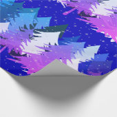 Blauwe Paarse witte kerstbomen sterren sneeuwblauw Cadeaupapier (Hoek)