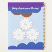 Blauwe Paarse wolk met witte bloemplanner Planner (Achterkant)