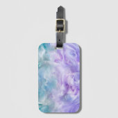 Blauwe & paarse wolkenwerveling bagagelabel (Voorkant (verticaal))