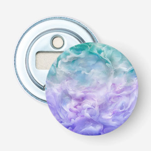 Blauwe & paarse wolkenwerveling button flesopener