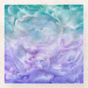 Blauwe & paarse wolkenwerveling glazen onderzetter