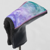 Blauwe & paarse wolkenwerveling golfheadcover (3/4 voorkant)