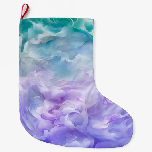 Blauwe & paarse wolkenwerveling grote kerstsok (Voorkant)