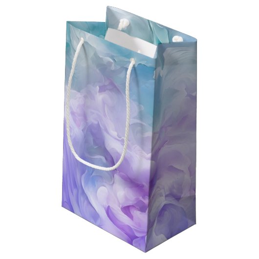 Blauwe & paarse wolkenwerveling klein cadeauzakje (Achterkant Gekanteld)