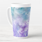 Blauwe & paarse wolkenwerveling latte mok (Linkerhoek)