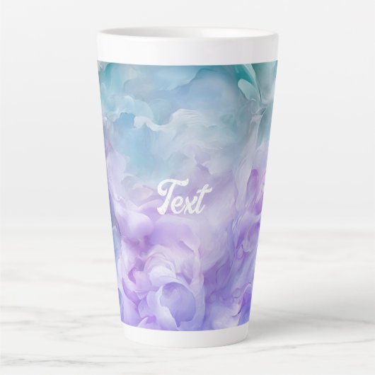 Blauwe & paarse wolkenwerveling latte mok (Voorkant)