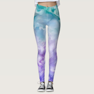 Blauwe & paarse wolkenwerveling leggings