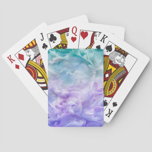 Blauwe & paarse wolkenwerveling pokerkaarten (Achterkant)