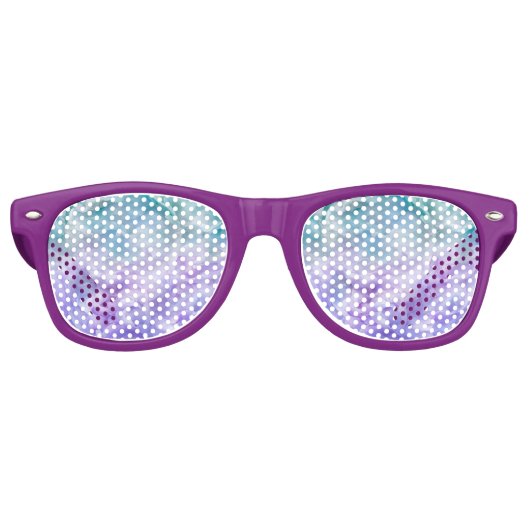 Blauwe & paarse wolkenwerveling retro zonnebril (Voorkant)