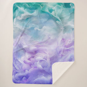 Blauwe & paarse wolkenwerveling sherpa deken