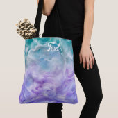 Blauwe & paarse wolkenwerveling tote bag (Dichtbij)