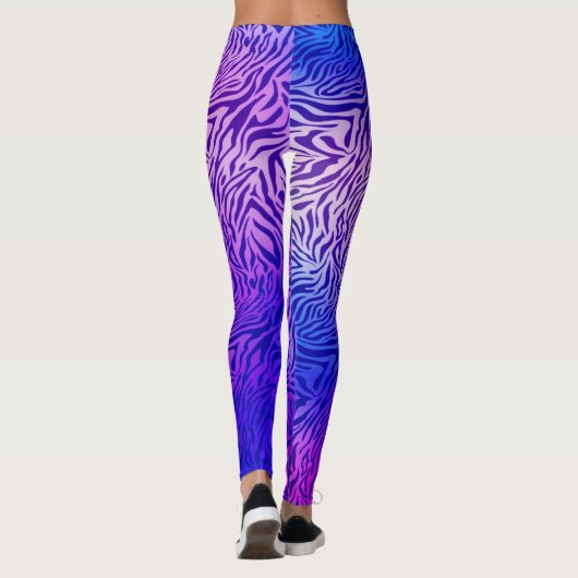 Blauwe paarse zebra leggings (Achterkant)