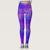 Blauwe paarse zebra leggings (Voorkant)
