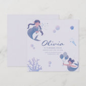 Blauwe Paarse zeemeermin staart onder het Zee Verj Kaart (Voorkant / Achterkant)