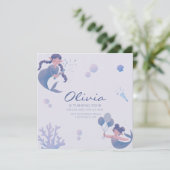 Blauwe Paarse zeemeermin staart onder het Zee Verj Kaart (Staand voorkant)