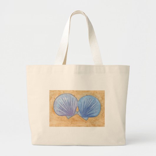 Blauwe Paarse zeeschelpen in de zand-canvas tassen (Voorkant)