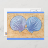 Blauwe Paarse Zeeschelpen in het Zand Briefkaarten (Voorkant / Achterkant)