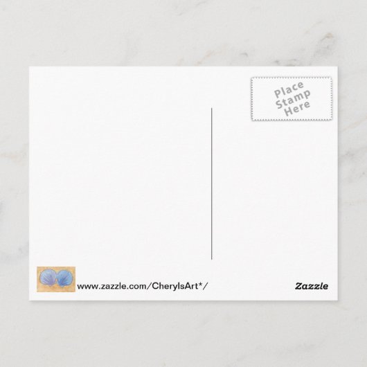 Blauwe Paarse Zeeschelpen in het Zand Briefkaarten (Achterkant)