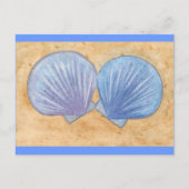 Blauwe Paarse Zeeschelpen in het Zand Briefkaarten (Voorkant)