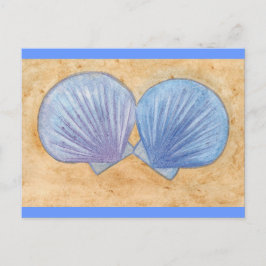 Blauwe Paarse Zeeschelpen in het Zand Briefkaarten
