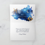  Blauwe Paarse Zodiac Pisces Birthday Kaart (Binnen)