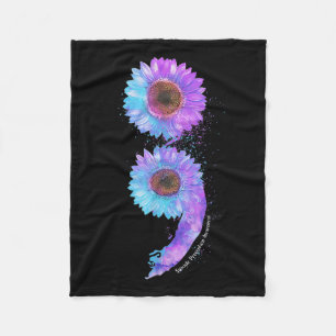 Blauwe Paarse Zonnebloem Semicolon Zelfmoordpreven Fleece Deken