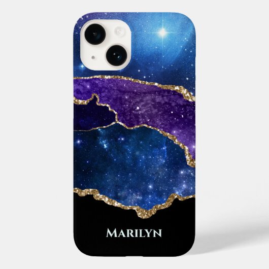 Blauwe Paarse zwarte sterrenmelkmonogram Case-Mate iPhone Case (Achterkant)