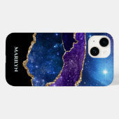 Blauwe Paarse zwarte sterrenmelkmonogram Case-Mate iPhone Case (Achterkant (horizontaal))