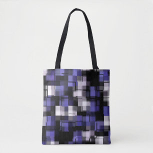 Blauwe Paarse zwarte witte rendy Tote Bag