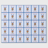 Blauwe paasei konijntje aangepaste tekst cadeaupapier (Vlak)