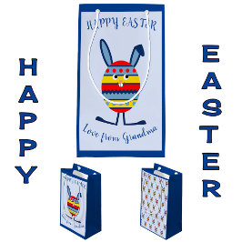 Blauwe paasei konijntje aangepaste tekst klein cadeauzakje