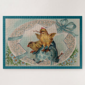 Blauwe paaseieren en kippen Grote puzzel Legpuzzel