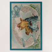 Blauwe paaseieren en kippen Grote puzzel Legpuzzel (Verticaal)