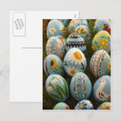 Blauwe paaseieren feestdagenkaart (Voorkant / Achterkant)