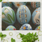 Blauwe paaseieren theedoek (Gevouwen)