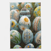 Blauwe paaseieren theedoek (Verticaal)