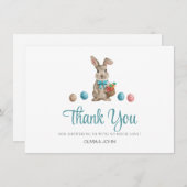 Blauwe Paashaas Bedankkaart (Voorkant / Achterkant)