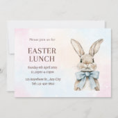 Blauwe Paashaas Lunch Kaart (Voorkant)