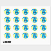 Blauwe Paashaas Ronde Sticker (Vel)