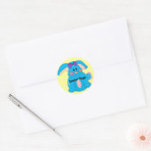 Blauwe Paashaas Ronde Sticker (Envelop)