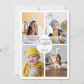 Blauwe paasoren eitjes 4 foto's collage feestdagenkaart (Voorkant)