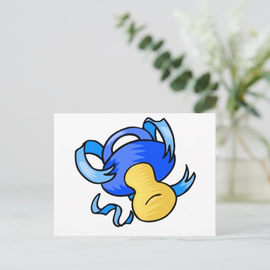 blauwe pacifier briefkaart (Staand voorkant)