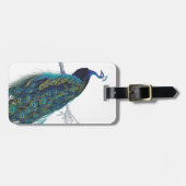 Blauwe pacock met prachtige staartwaren bagagelabel (Voorkant horizontaal)