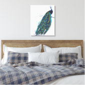 Blauwe pacock met prachtige staartwaren canvas afdruk (Insitu (Slaapkamer))