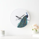 Blauwe pacock met prachtige staartwaren grote klok (Huis)