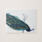 Blauwe pacock met prachtige staartwaren legpuzzel (Horizontaal)