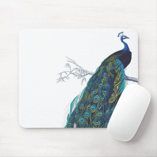 Blauwe pacock met prachtige staartwaren muismat (Met muis)