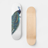 Blauwe pacock met prachtige staartwaren skateboard (Voorkant)