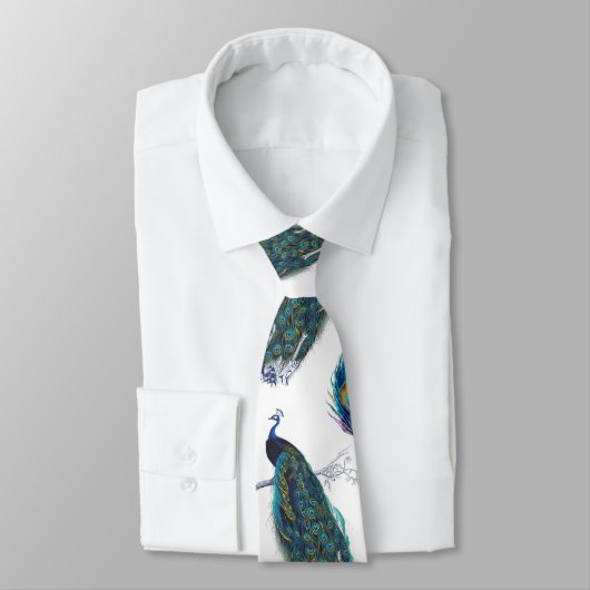 Blauwe pacock met prachtige staartwaren stropdas (Gebonden)